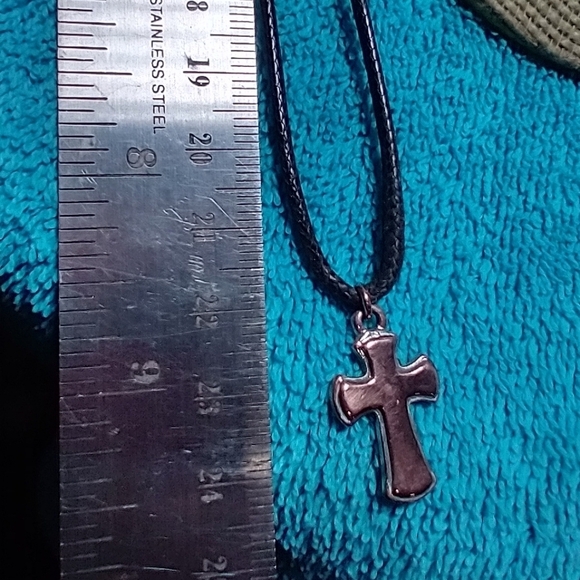 Copper Cross Pendant black cord - Picture 2 of 5